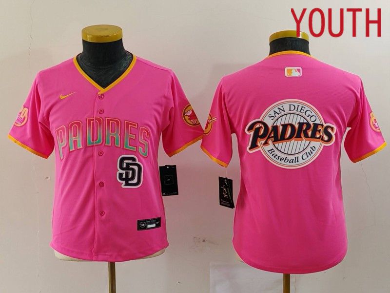 Youth San Diego Padres Blank Pink Joint Name 2024 Nike MLB Jersey style 3